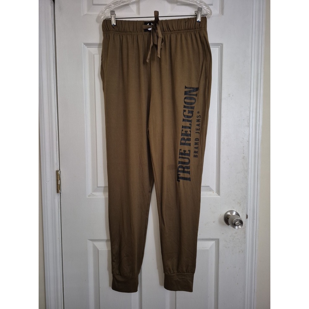 True Religion Joggers Mens Small Lightweight Loungewear Spellout Logo Drawstring